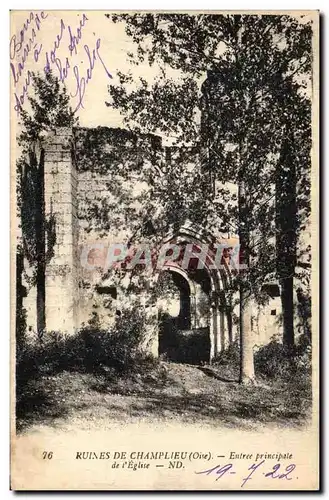 Cartes postales Ruines De Compiegne Ruines de Champlieu Entree principale de l eglise