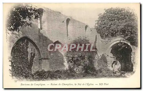 Cartes postales Environs De Compiegne Ruines de Champlieu La nef de l eglise