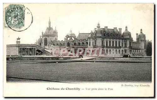 VINTAGE POSTCARD Castle of Chantilly Seen from in the park