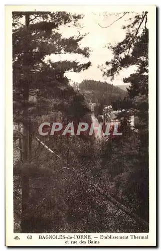 Cartes postales Bagnoles de l Orne Etablissement thermal et la rue des bains