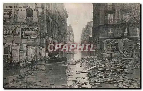 Cartes postales Paris Crue de la Seine Janvier 1910 Rue de Lille Affiche Samaritaine