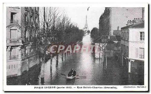 Cartes postales Paris Inonde Rue Saint Charles Grenelle Tour Eiffel