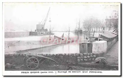 Cartes postales Paris Inonde Barrage de Secours Quai Malaquais