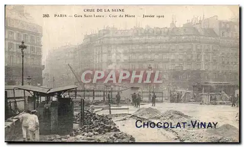 Cartes postales Paris Crue De Seine Gare Saint Lazare Cour du Havre Chocolat Vinay