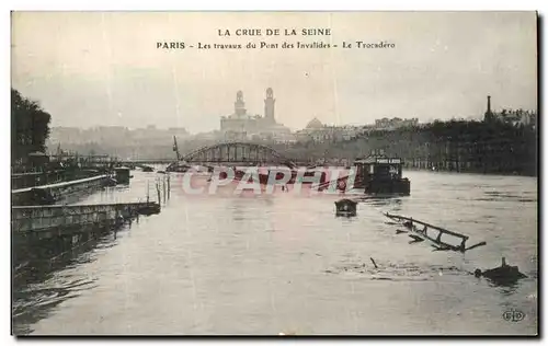 Ansichtskarte AK Paris Inonde La Crue De La Seine Les travaux du Pont des Invalides Le Trocadero