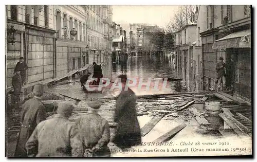 Cartes postales Paris Inonde Un coin de la rue Gros a Auteuil