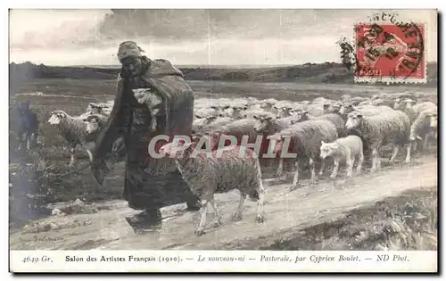 Cartes postales Salon 1910 Le nouveau ne Cyprien Boulet Moutons