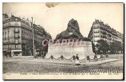 Ansichtskarte AK Paris Place Denfert Rochereau Le lion de Belfort