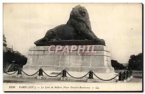 Ansichtskarte AK Paris Le Lion de Belfort Place Denfort Rochereau