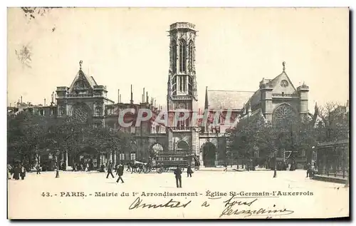 Cartes postales Paris Mairie du 1er Arrondissement Eglise St Germain L Auxerrois