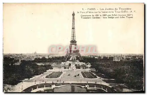 Ansichtskarte AK Paris Les Jardins Du Trocadero Tour Eiffel