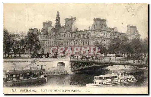 Ansichtskarte AK Paris L Hotel de Ville et le Pont d Arcole