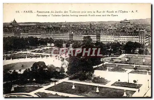 Ansichtskarte AK Paris Panorama du Jardin des Tuileries pris vers la Rue de Rivoli et l Opera