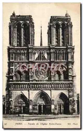 Cartes postales Paris Facade de l Eglise Notre Dame