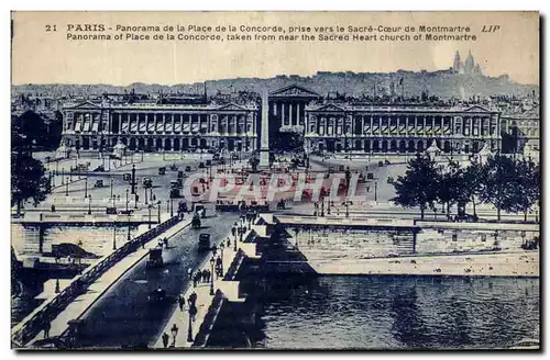 Cartes postales Paris Panorama de la Place de la Concorde prise vers le Sacre Coeur de Montmartre