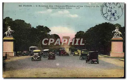 Ansichtskarte AK Paris L Avenue des Champs Elyeees et les Chevaux de Marin
