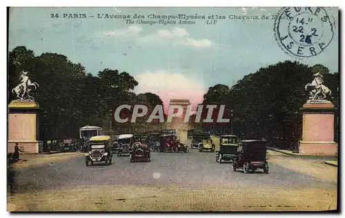 Cartes postales Paris L Avenue des Champs Elyeees et les Chevaux de Marin