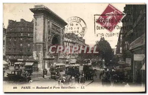 Cartes postales Paris Boulevard et Porte Saint Denis