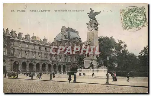 Ansichtskarte AK Paris Cour du Louvre Monument de Gambetta