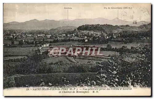 Cartes postales Saint Jean Pied de Port Vue Generale prise du Coteau d Ascarat et chaines de montagnes