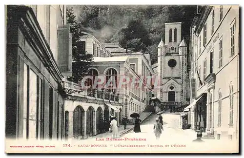 Cartes postales Eaux Bonnes L Etadlissment Thermal Bt L Eglise