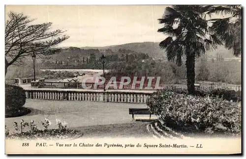 Cartes postales Pau Vue Sur La Chaine des Pyrenees Prise du square Saint Martin