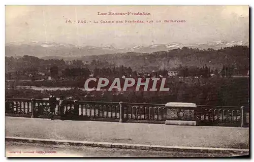 Ansichtskarte AK Pau Vue Sur La Chaine des Pyrenees Vue Du Boulevard