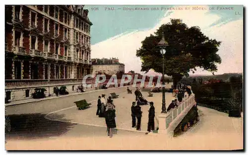 Cartes postales Pau Boulevard Des Pyrenees Et Hotel De France