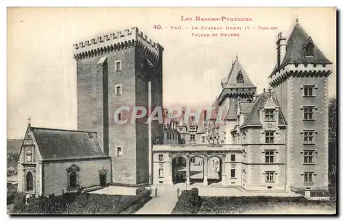 Cartes postales Pau Le Chateau Donjon Facade Et Entree