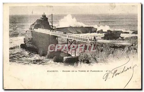 Ansichtskarte AK Biarritz Rocher De La Vierge Et Passerelle