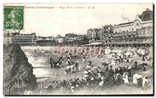 Cartes postales Biarritz Pittoresque Plage Palais et Casino