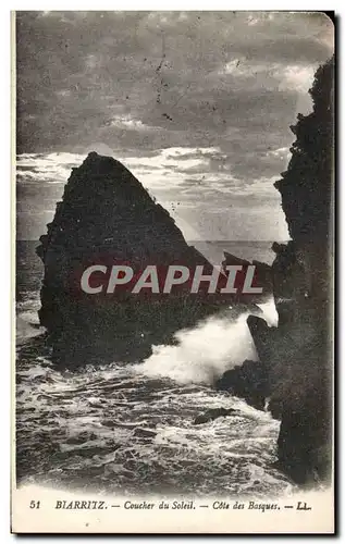 Cartes postales Biarritz Coucher Du Soleil Cote des Basques