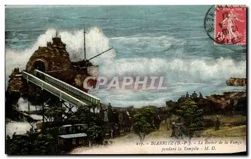 Cartes postales Biarritz Le Rocher de la Vierge Pendant la Tempete