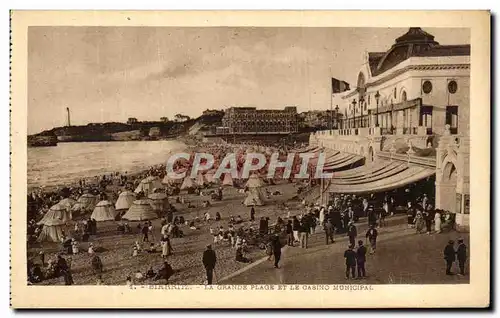 Cartes postales Biarritz Le Grande Plage Et Le Casino Municipal