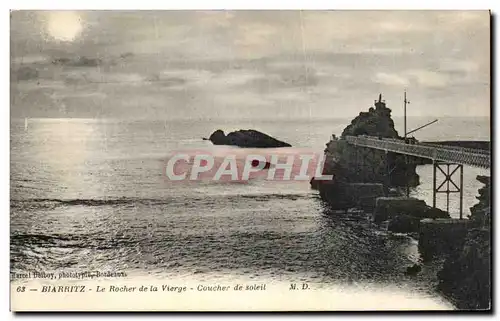 Cartes postales Biarritz Le Rocher de La Vierge Coucher de Soleil