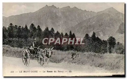 Cartes postales Le Mont Dore La Route du Sancy Voiture a ane