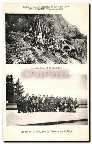 Ansichtskarte AK Colnie Sainte Clotilde Courpiere Avant le depart sur laterrasse du college Efnants le drapeau et