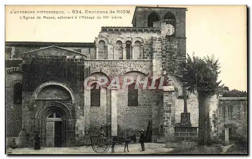 Cartes postales Riom Environs L Eglise de Mozac Voiture a ane