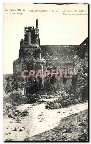 Cartes postales Carency Les Ruines de L Eglise Militaria