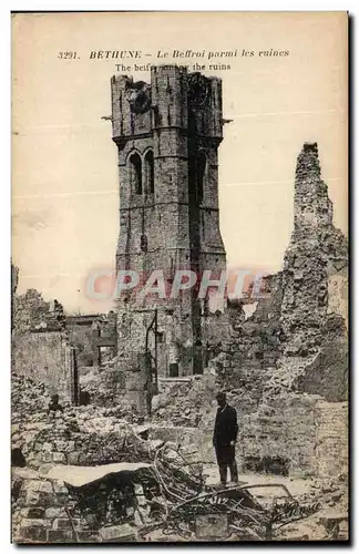 Ansichtskarte AK Bethune Le Beffroi Parmi Les Ruines Militaria