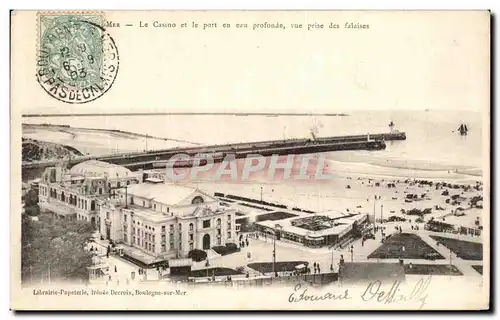 Cartes postales Boulogne Sur Mer Le Casino et Le Port En Eau Vue Prise Des Falaises