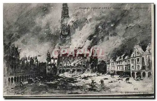 Cartes postales Arras Hotel de Ville Militaria