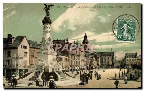 Cartes postales Reims La Fontaine Subevers L Eglise St Jacques