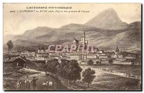 Cartes postales Clermont au 18eme d apres une gravure d epoque