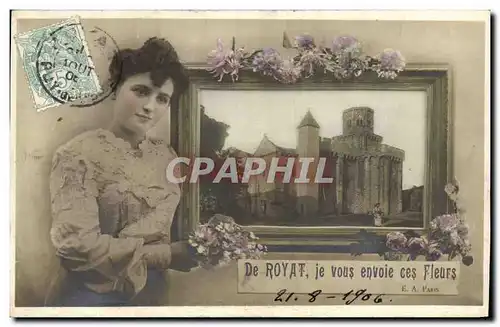 Cartes postales De Royat Je Vous Envoie ses Fleurs Femme