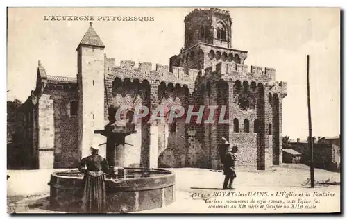 Cartes postales Royat Les Bains L Eglise Et La Fontaine animee