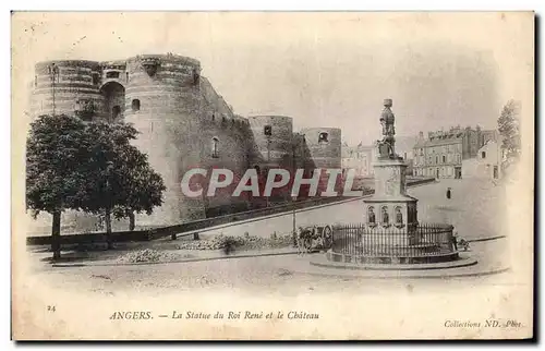 Cartes postales Angers La Statue du Roi Rene et Le Chateau