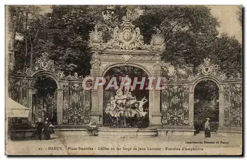 Cartes postales Nancy Place Stanislas Grilles en fer forge de Jean Lamour Fontaine d Amphitrite