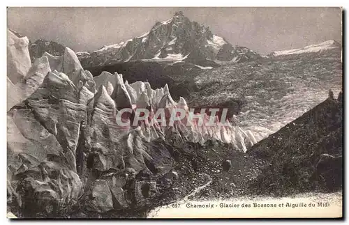 Cartes postales Chamonix Glacier Des Bossones Et Aiguille Du Midi