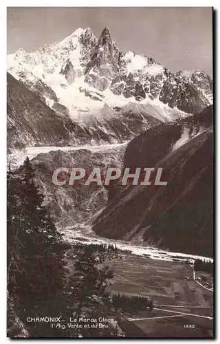 Ansichtskarte AK Chamonix La Mer de Glace L aiguille verte et du Dru